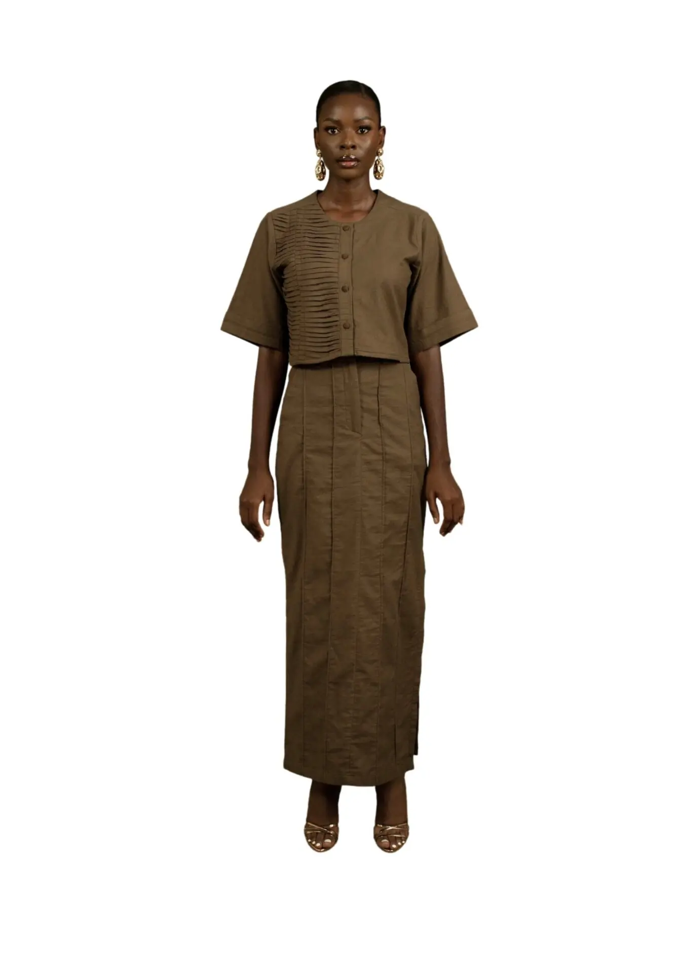 BROWN MIDI SKIRT
